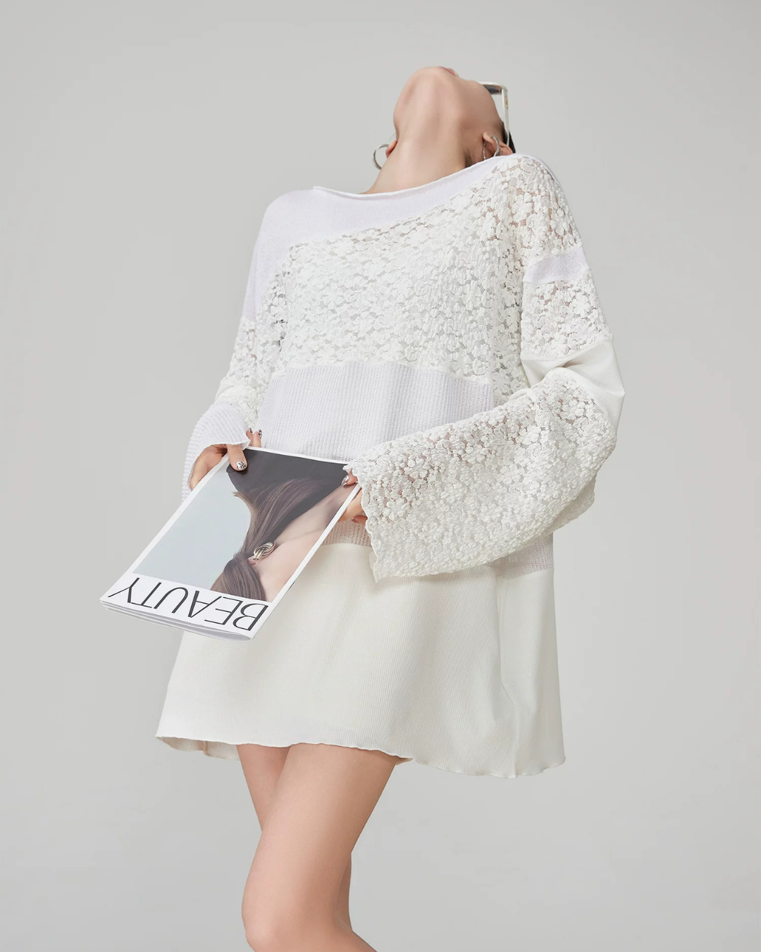 Patchwork-Style Lace Switch Tunic FER0266