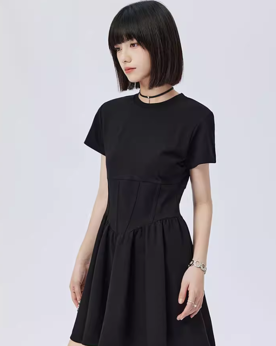 Round Neck Short Sleeve Dress SHN0008