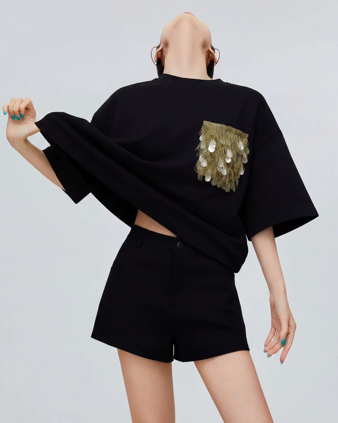 Sequin Pocket Short-Sleeve T-Shirt FER0331