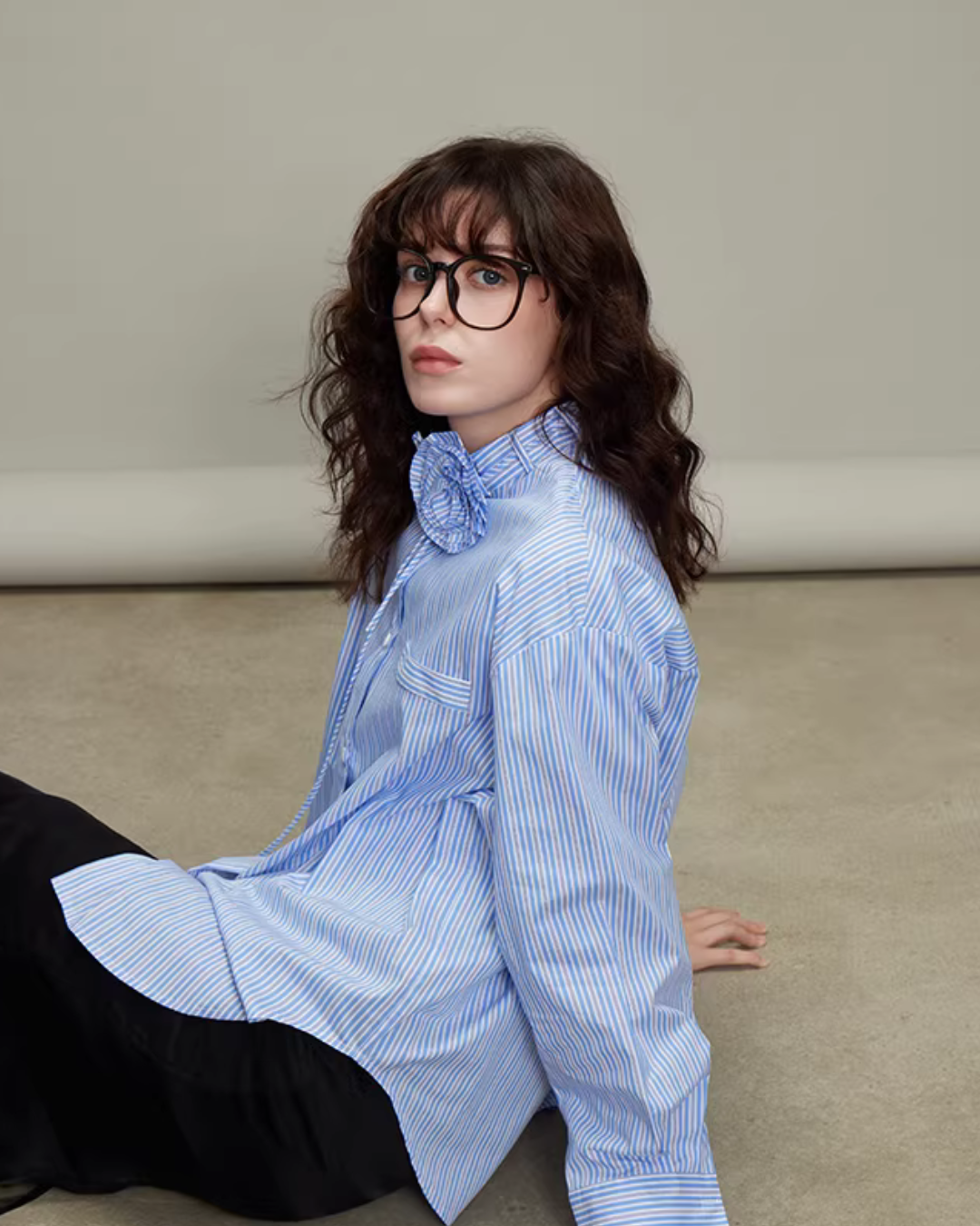 Rose Stripe Loose Shirt TEO0011