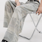 News Paper Print Wide Pants KNH0005