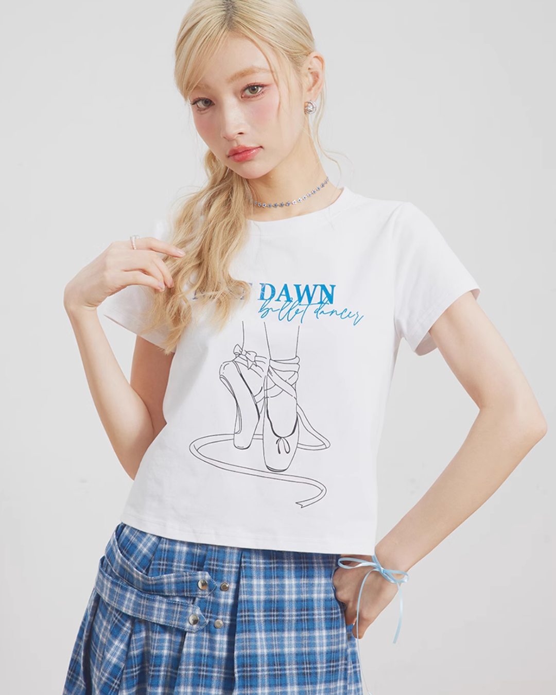 Ballet Shoes Print Short Sleeve T-Shirt NXD0004