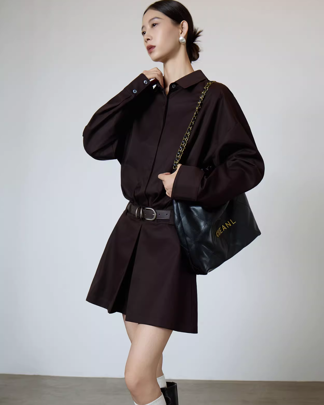 Brown Shirt Dress SUY0003