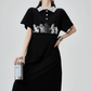Cat Graphic Polo Long Dress FER0199