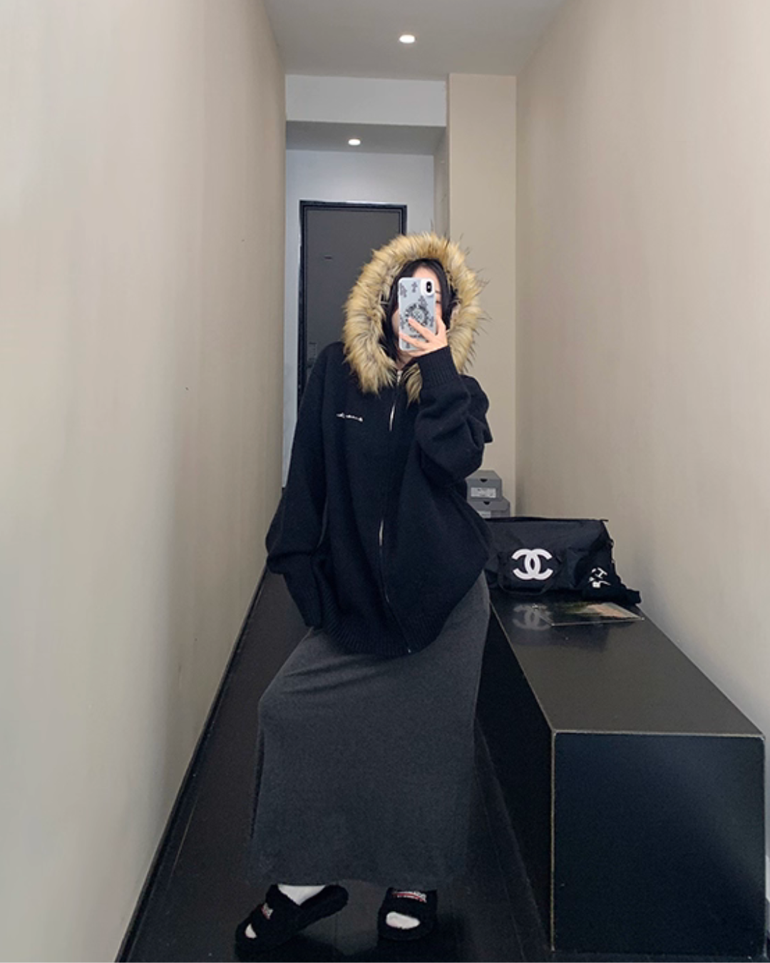 Fur Hood Knit Hoodie YLS0979