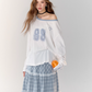 Number Logo Long Sleeve Top / Plaid Maxi Skirt  ASG0002