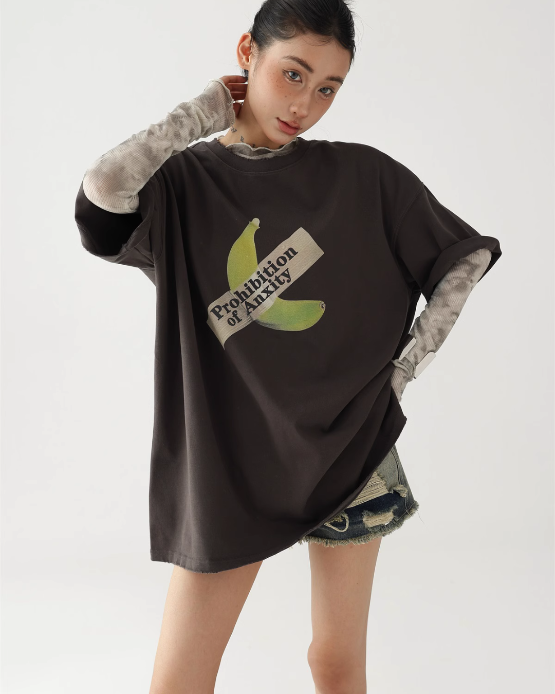 Banana Print Crew Neck T-Shirt ACS0253
