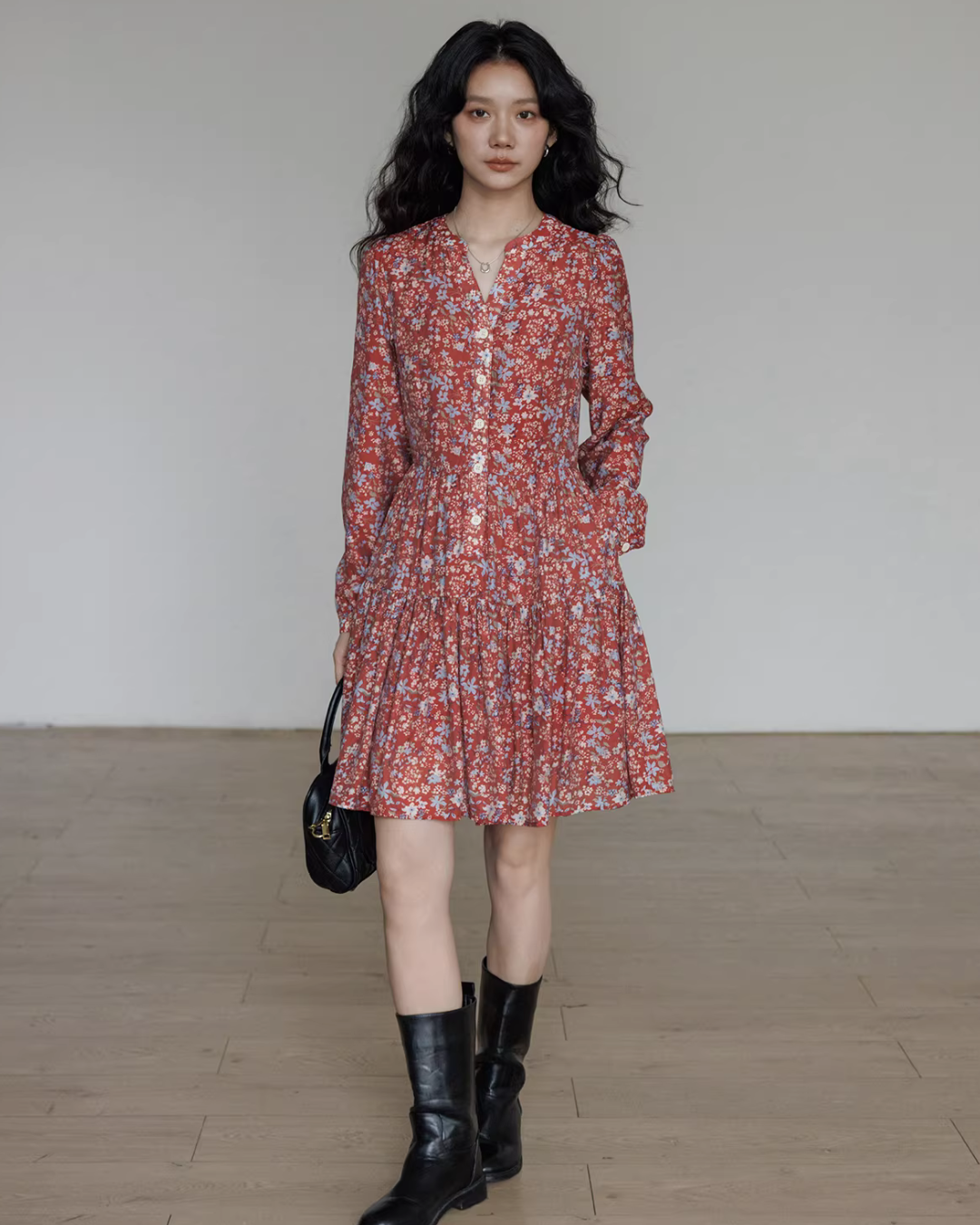 V-Neck Floral Dress VAS0193