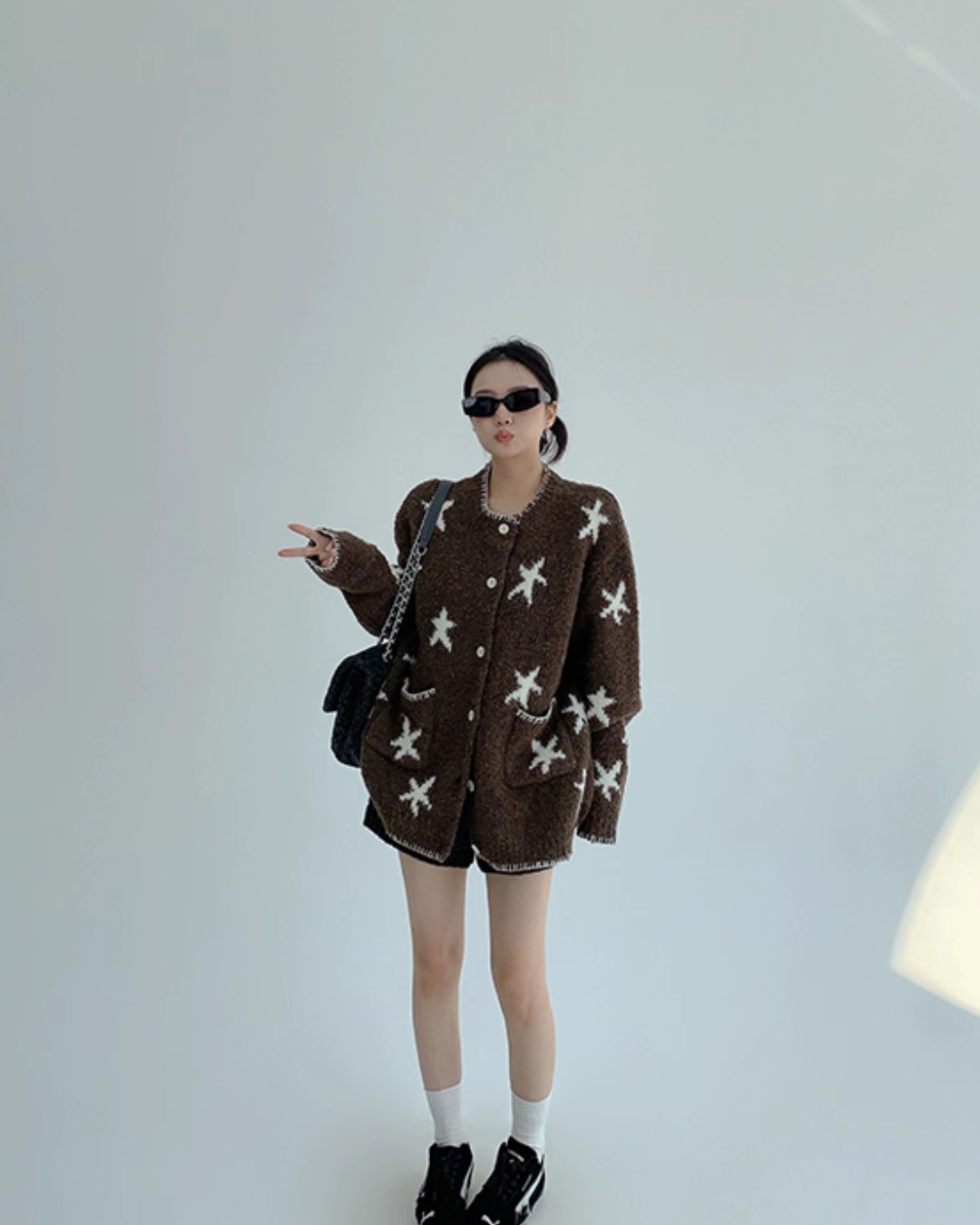 Star Patterned Knit Cardigan YLS1002