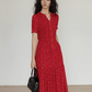 Small Flower Red Long Dress VAS0093