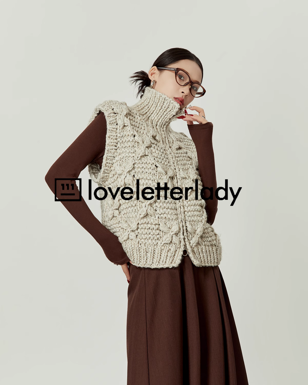 High Neck Zip Knit Vest LLA0392