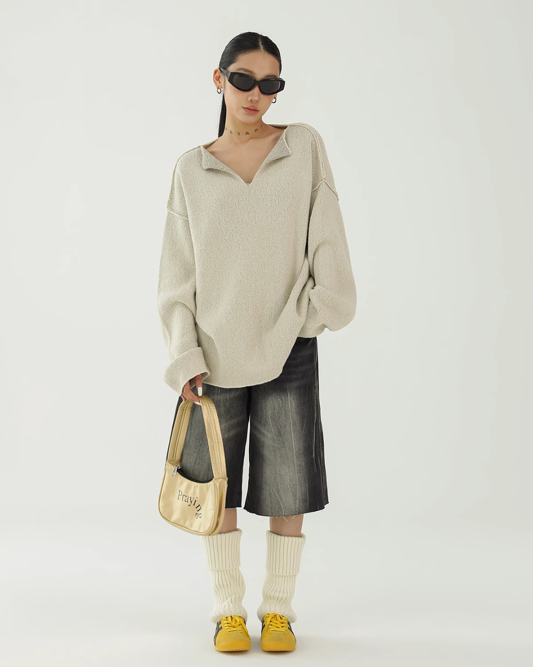 V-Neck Loose Pullover Knit ACS0144