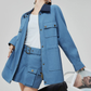 Blue Turn Collar Jacket / Work Skirt FER0376