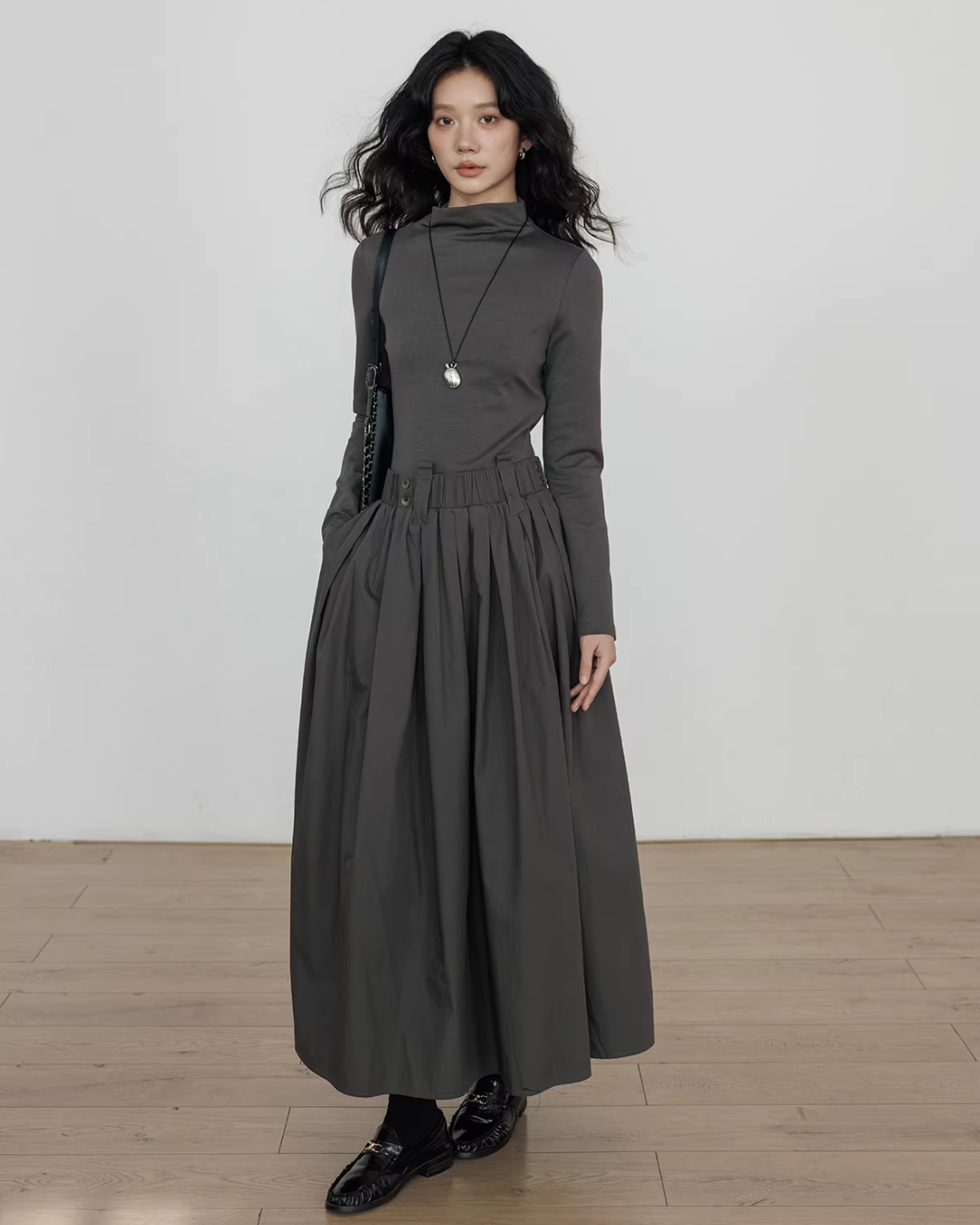 Half-Turtleneck Long Dress VAS0185
