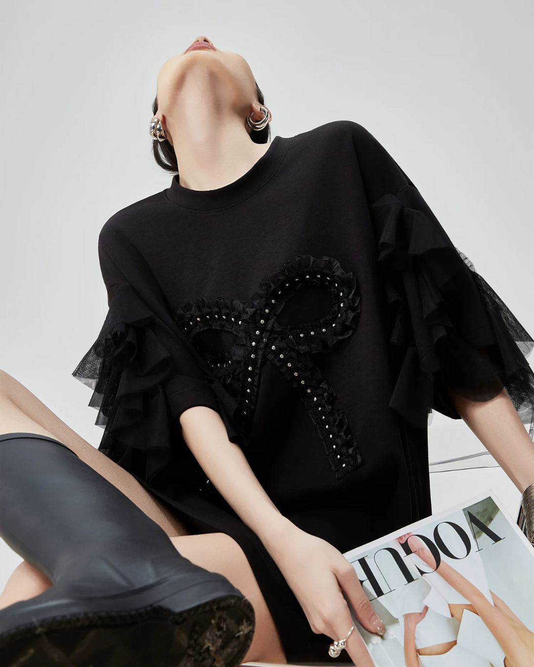 Ribbon & Tulle Frill T-Shirt FER0189