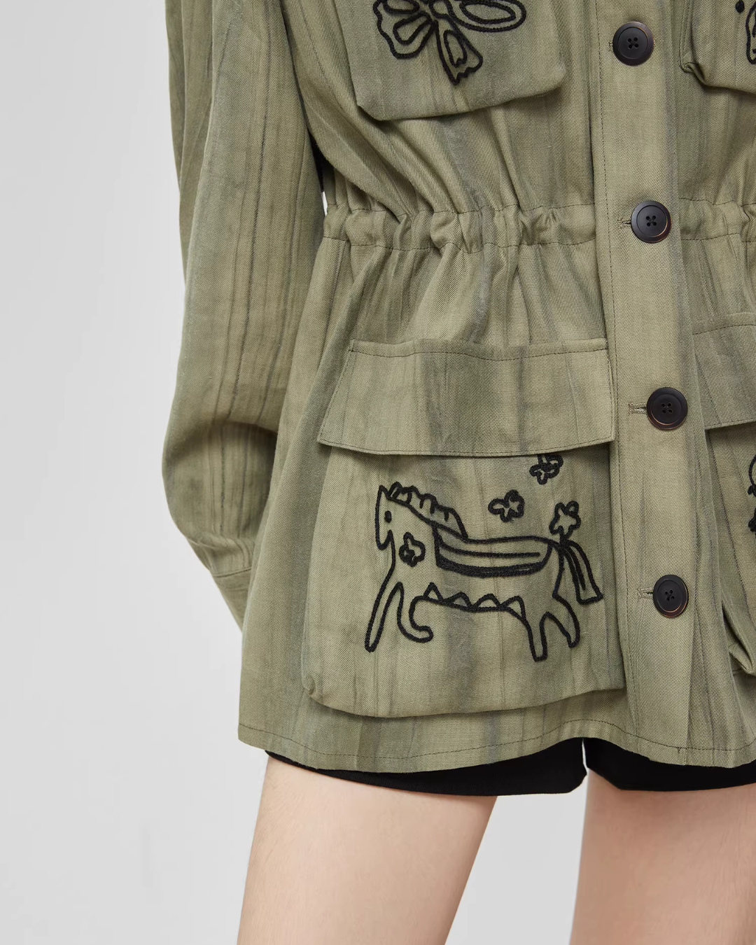Retro Green Embroidered Shirt FER0045