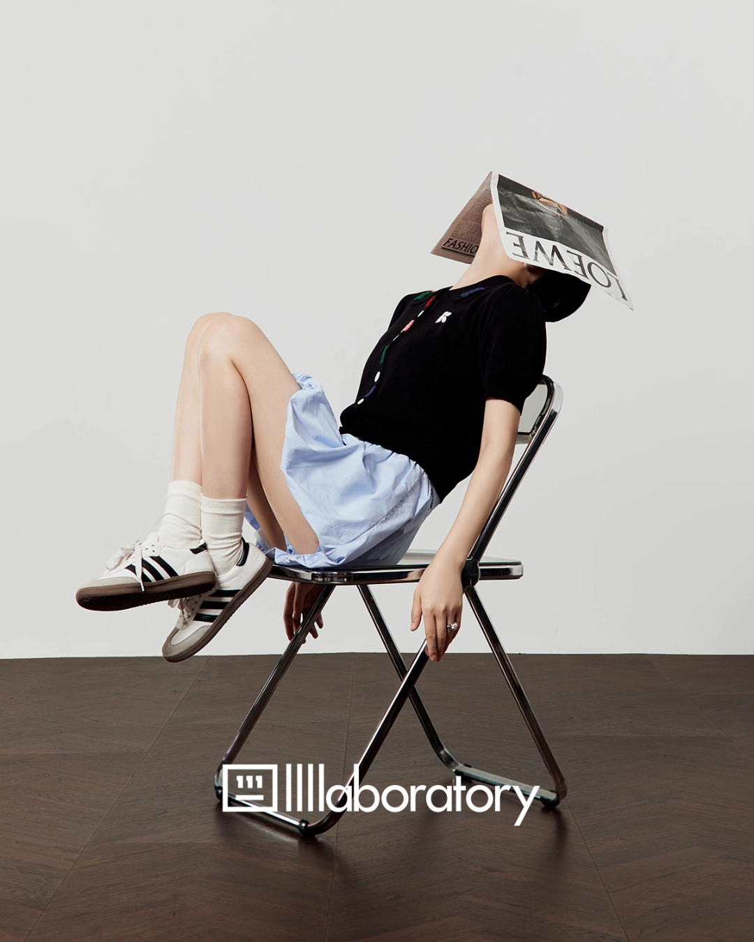 Black Knit Top / Balloon Mini Skirt LLA0495