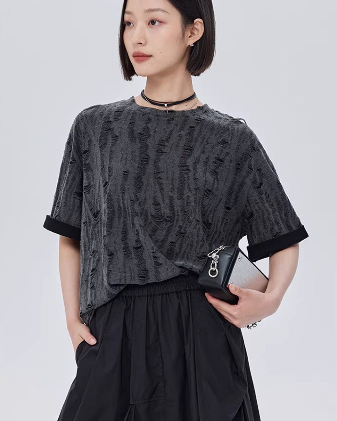 Irregular Damage Short-Sleeve T-Shirt SHN0041