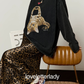 Vintage Printed Long-Sleeve T-Shirt / Leopard Skirt LLA0663