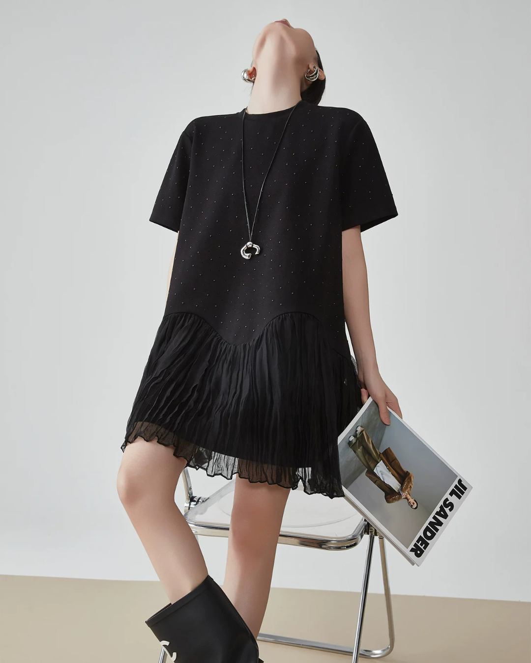 Pleated Docking Mini Dress FER0238