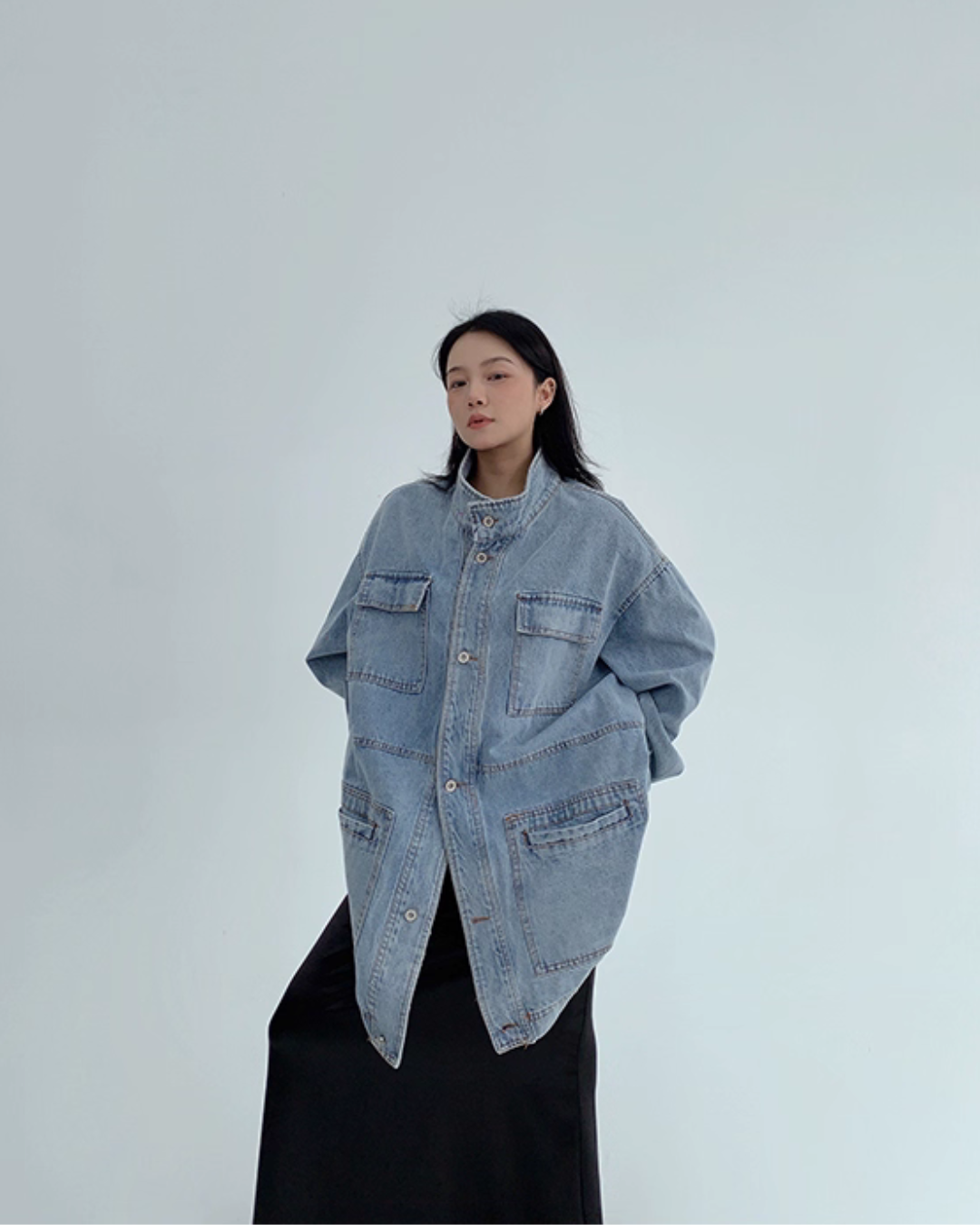 Stand Collar Loose Denim Jacket YLS0980