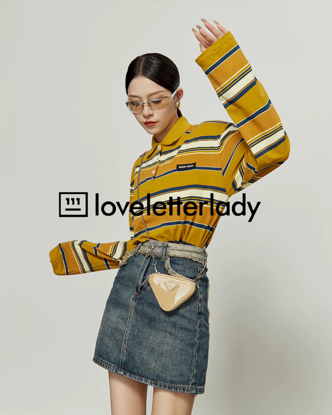 Polo Neck Yellow Striped Shirt LLA0264