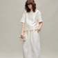Silk Short-Sleeve Top / Silk Embroidered Half Skirt TEO0009