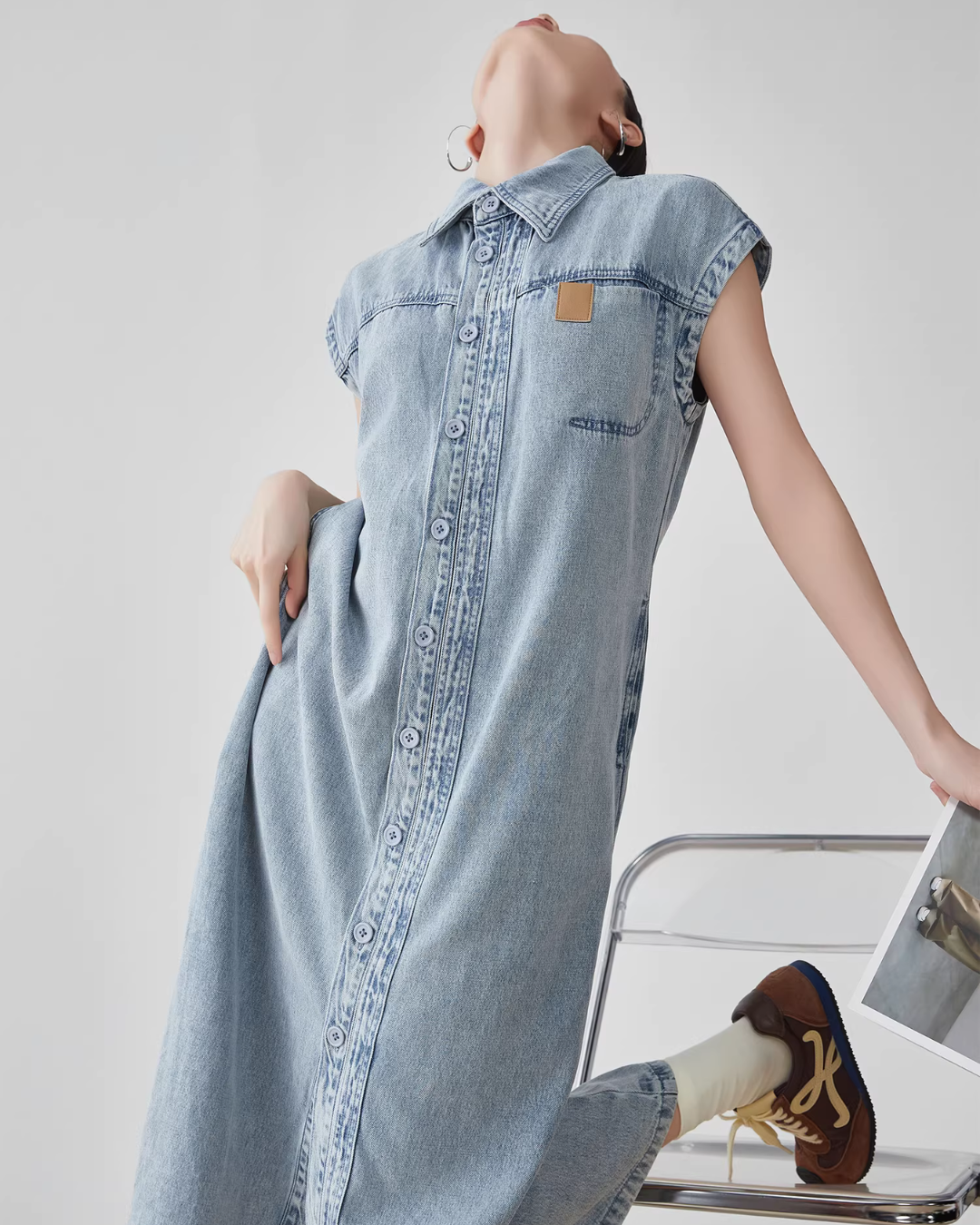 Retro Blue Denim Dress FER0108