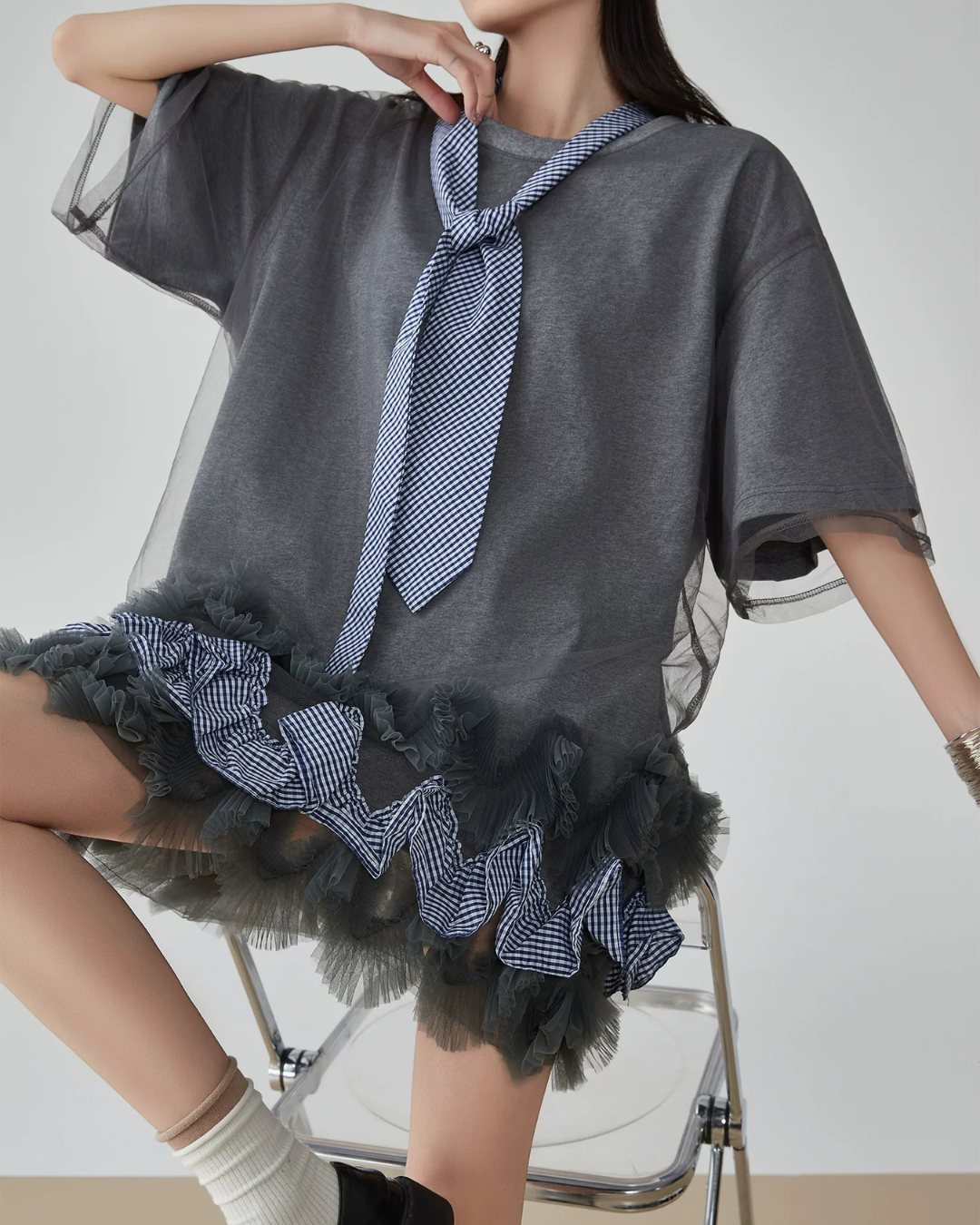 Hem Mesh Tulle Dress FER0159