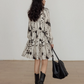 V-Neck Design Print Flare Dress VAS0003