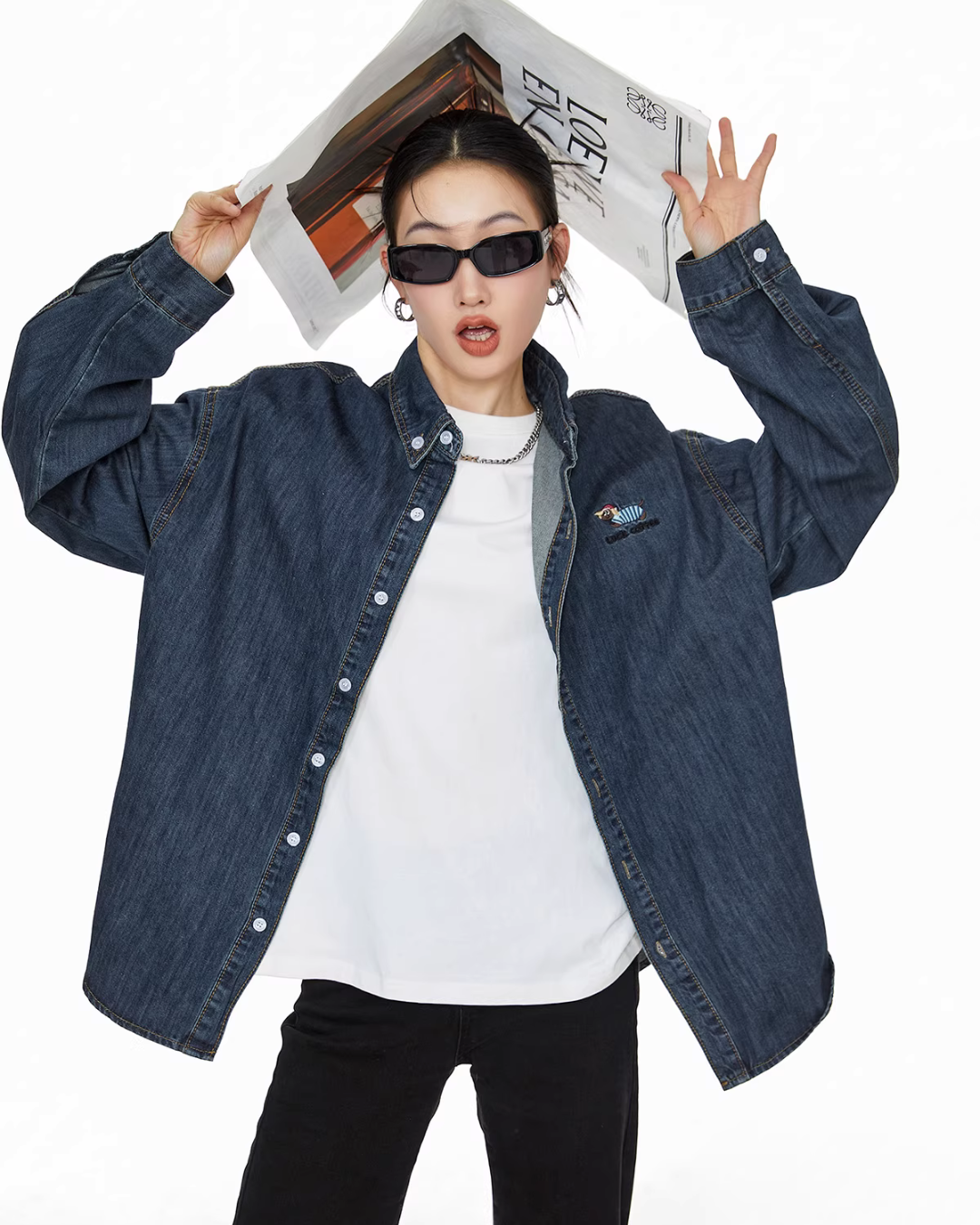 Retro Loose Silhouette Denim Shirt ICM0083