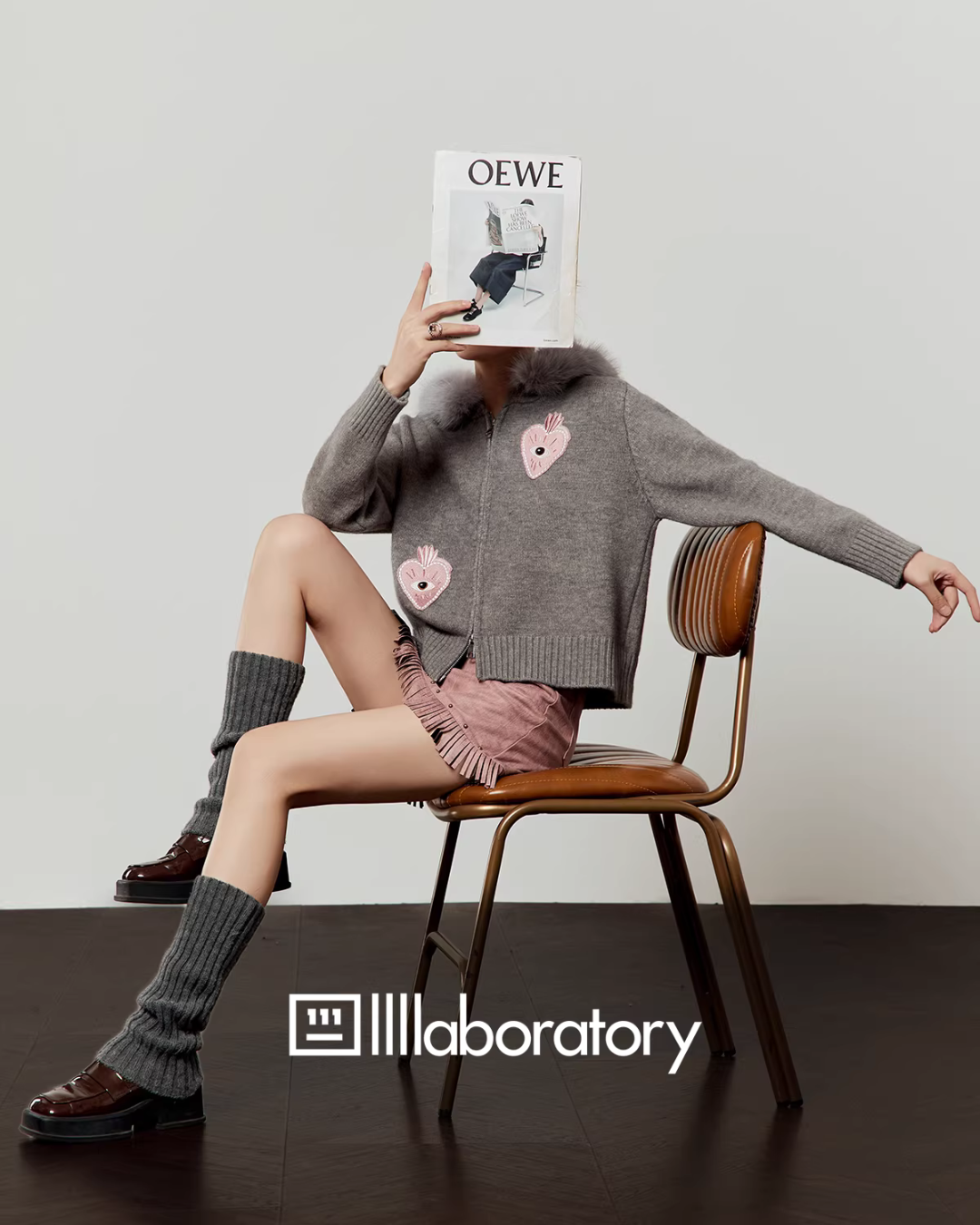 Heart-Eye Embroidered Double Zip Knit LLA0583