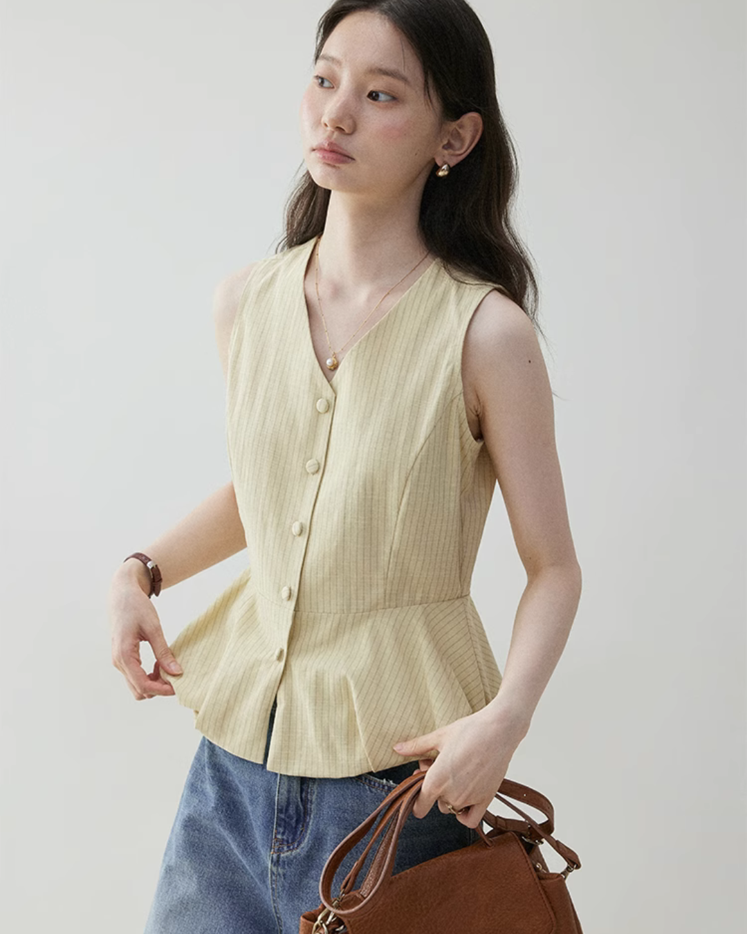 V-Neck Flare Stripe Vest VOE0004