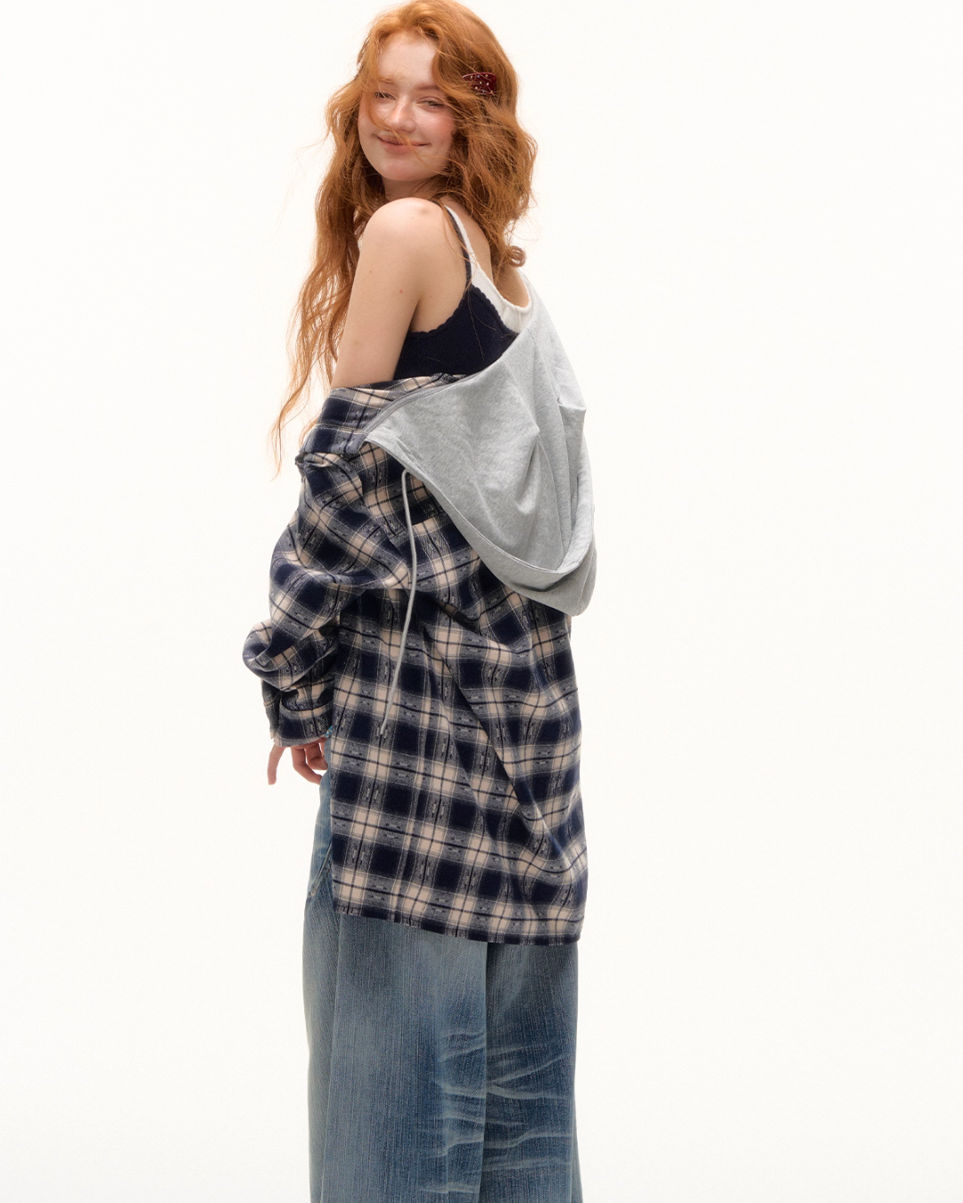 Plaid Hood Loose Shirt ASG0058
