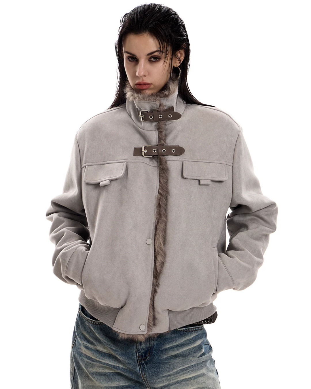 Suede Stand Collar Eagle Jacket  ZTS0020