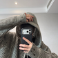 Reversible Mesh Zip-Up Knit Hoodie DAZ0010