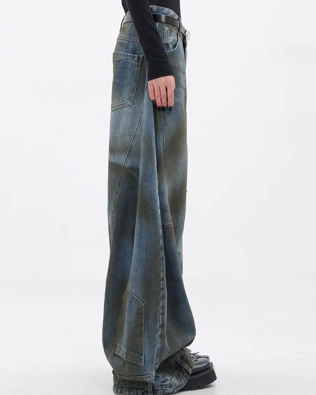 Vintage Distressed Washed Denim Pants KNH0010