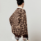 V-Neck Leopard Knit Cardigan / Leather Mini Skirt / Apricot Shirt LLA0531