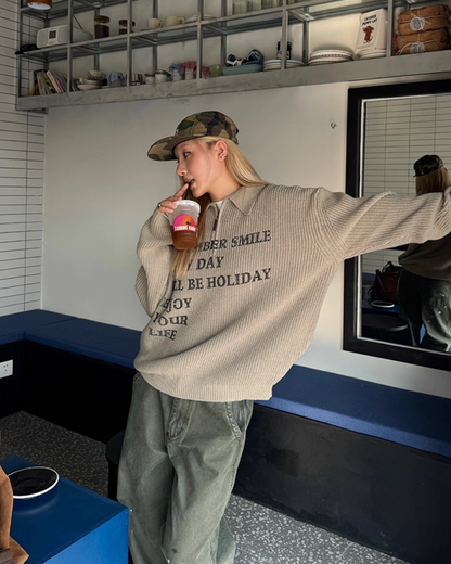 Half-zip Logo Knit Top CYE0017