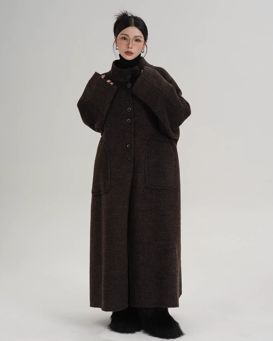 Mock Neck Long Coat SRS0407