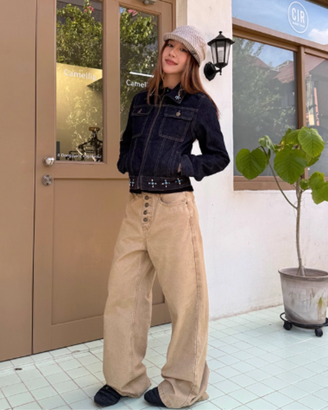 Straight Loose Button Work Pants CYE0019