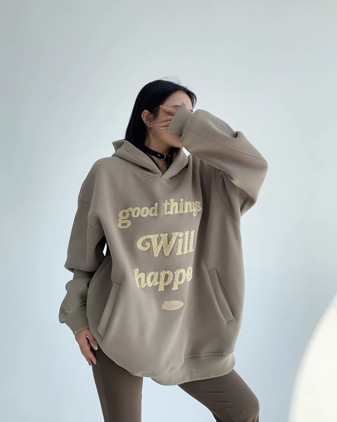 Logo Embroidered Sweatshirt Hoodie YLS0689