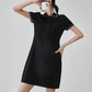 Blanket Stitch Half-Zip Polo Dress FER0201