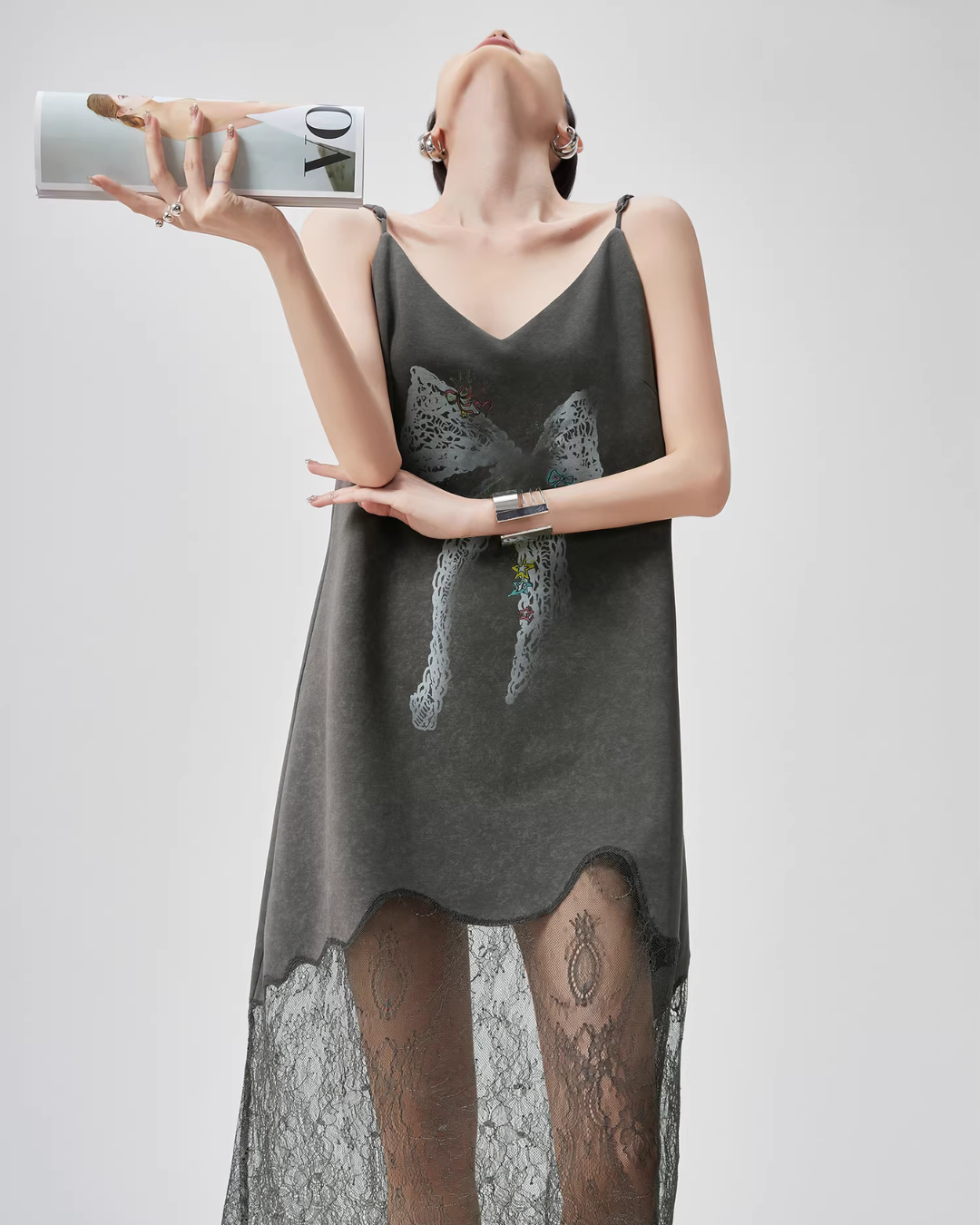 Lace Spliced Camisole Dress FER0074