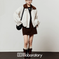 Boa Collar Round Jacket/Leopard Print Mini Skirt LLA0556