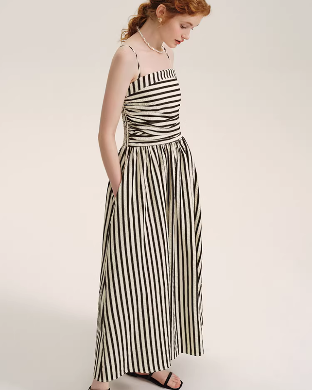 Striped Spaghetti Strap Dress DEP0005