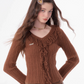 Ruffled Slim Fit V Neck SweaterZZF0327