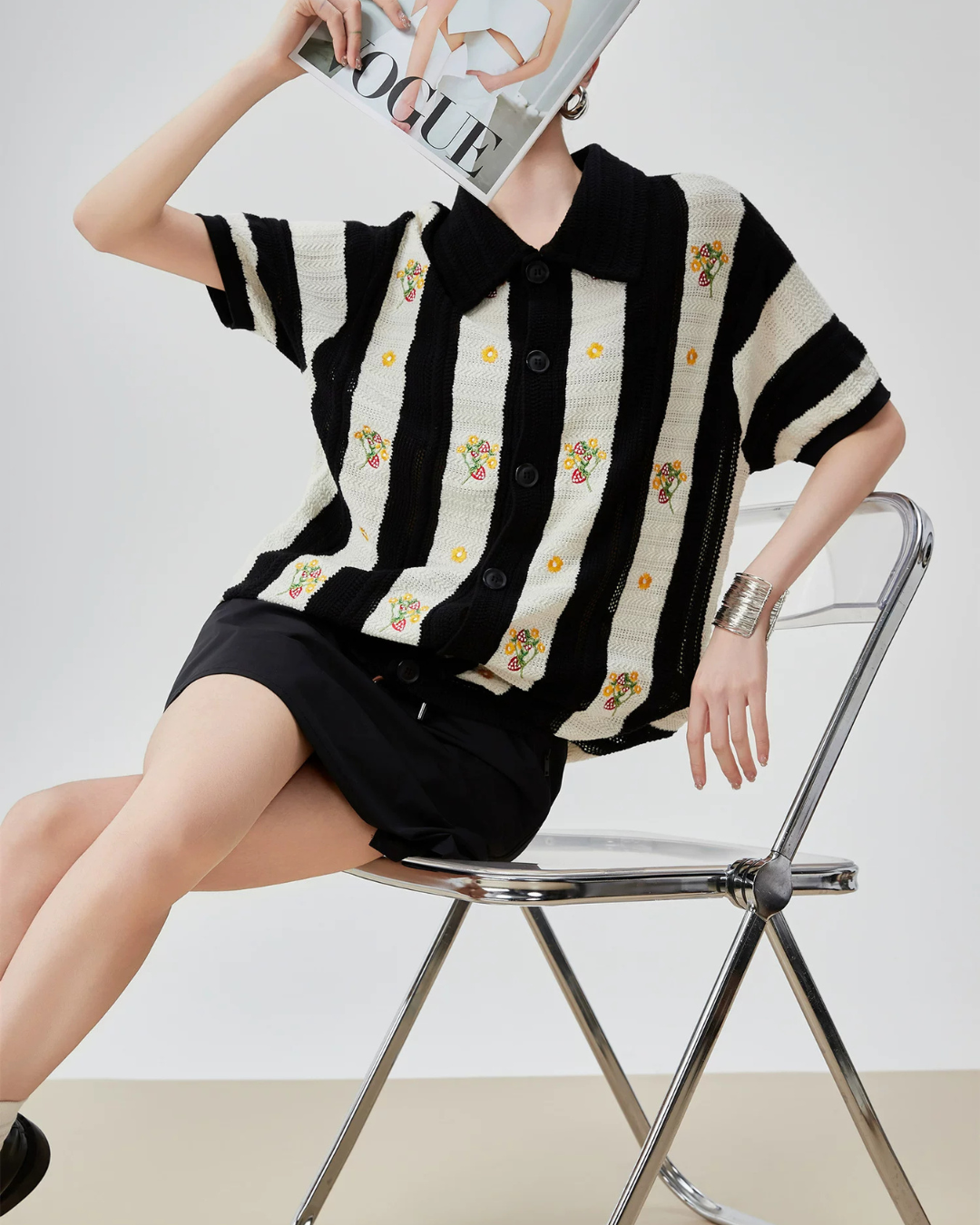 Retro Short-Sleeve Knit Shirt FER0145