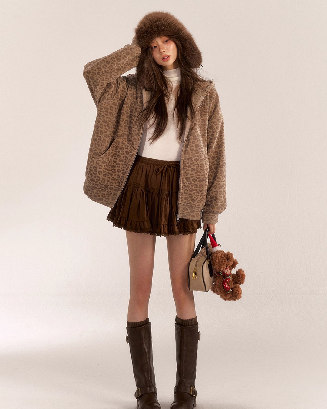 Leopard Print Knit Cardigan ASG0057