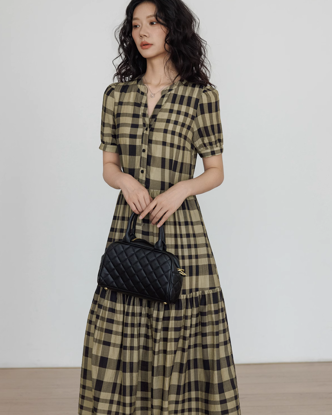 Tiered Check Shirt Dress VAS0056
